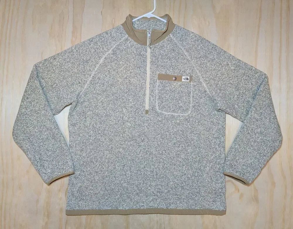 The North Face Men's XL Gordon Lyons 1/4-Zip Fleece Pullover Gray Tan Heather
